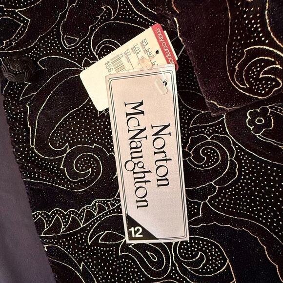 Vintage Norton McNaughton Velvet Paisley Blazer Jacket Size 12 Made in USA NWT - Picture 5 of 10